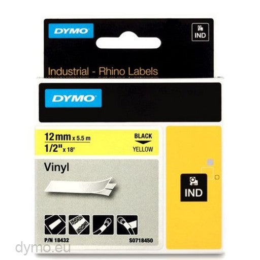 DYMO Rhino Ny Label 12mm Black/Yellow | Auzzi Store