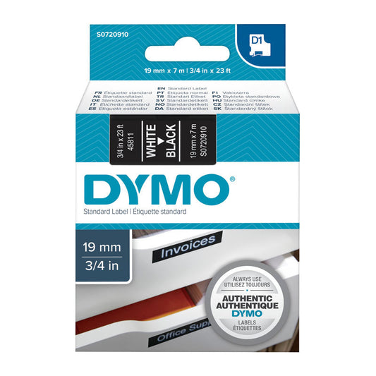 DYMO White on Black 19mmx7m Tape | Auzzi Store