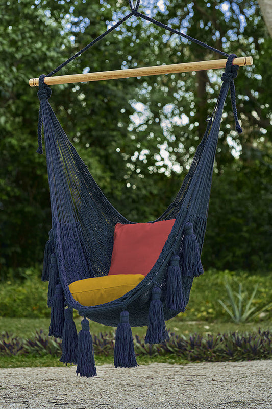 Deluxe Extra Large Mexican Hammock Chair in Outdoor Cotton Colour Blue | Auzzi Store