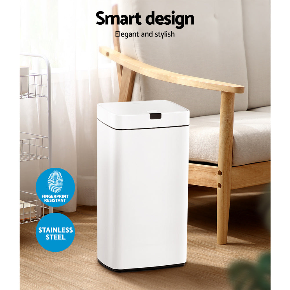 Devanti 45L Sensor Bin White | Auzzi Store