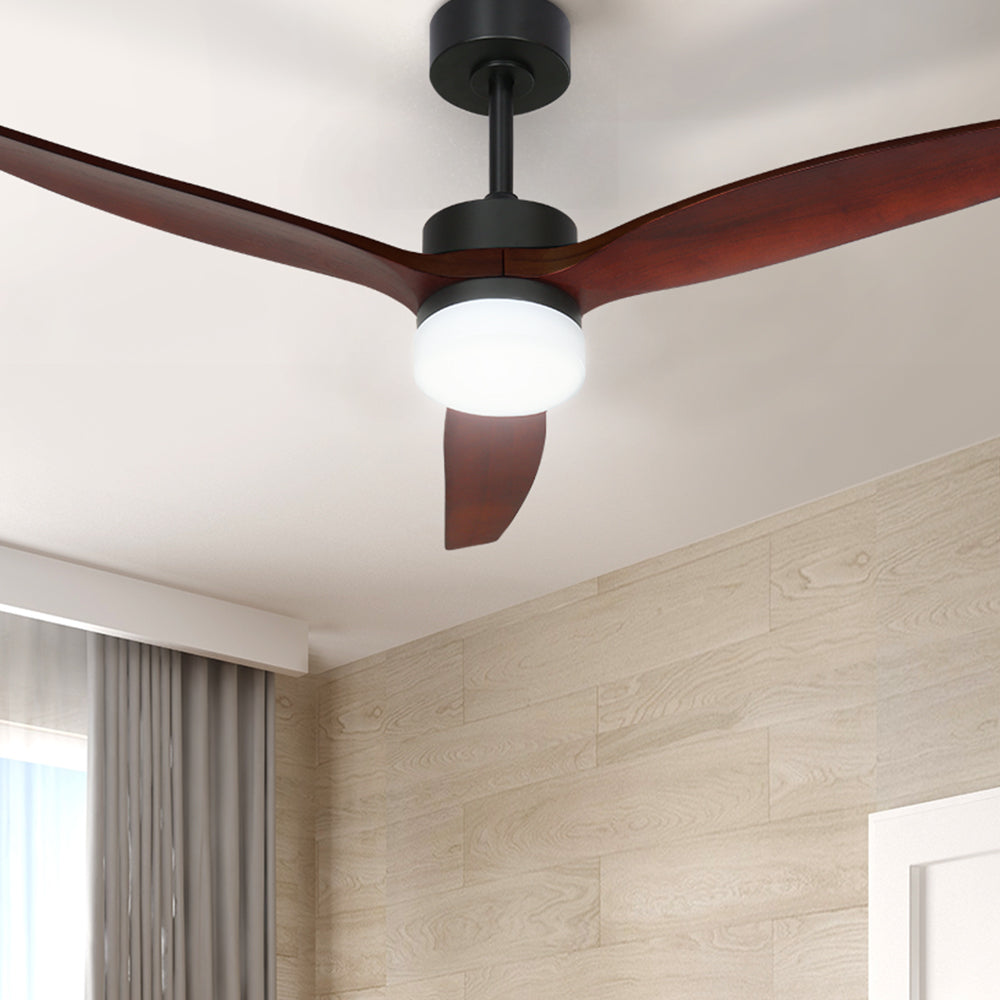 Devanti 52'' Ceiling Fan LED Light Remote Control Wooden Blades Dark Wood Fans | Auzzi Store