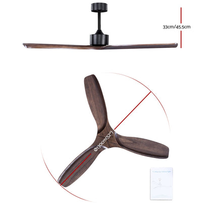 Devanti 52'' Ceiling Fan With Remote Control Fans 3 Wooden Blades Timer 1300mm | Auzzi Store