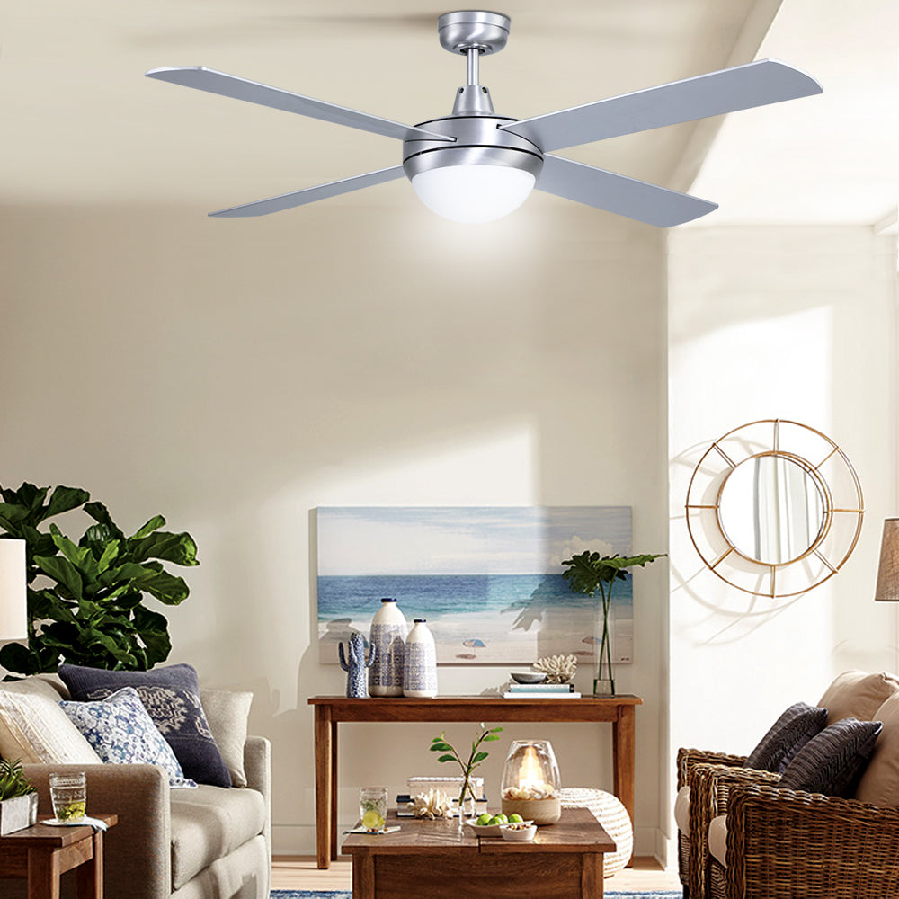 Devanti 52'' Ceiling Fan w/Light w/Remote Timer - Silver | Auzzi Store