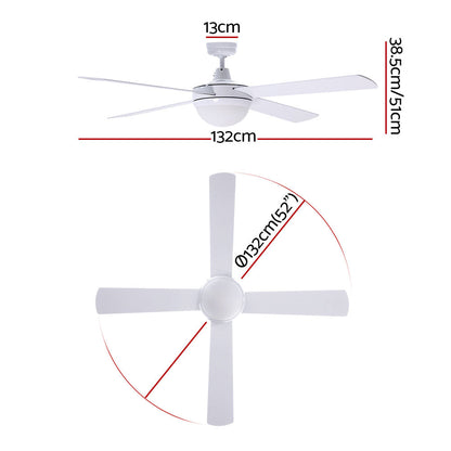Devanti 52'' Ceiling Fan w/Light w/Remote Timer - White | Auzzi Store