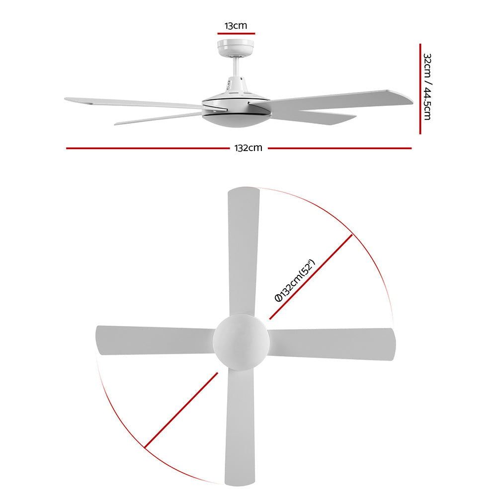 Devanti 52'' Ceiling Fan w/Remote - White | Auzzi Store