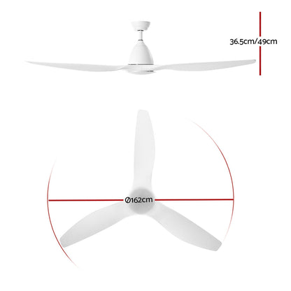 Devanti 64'' DC Motor Ceiling Fan With Light LED Remote Control Fans 3 Blades | Auzzi Store