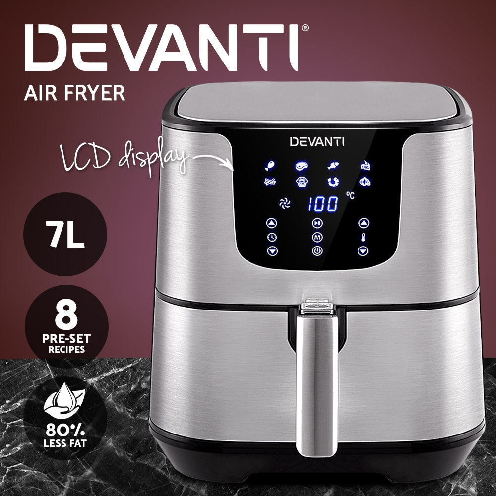 Devanti Air Fryer 7L LCD Fryers Oil Free Oven Airfryer Kitchen Healthy Cooker | Auzzi Store