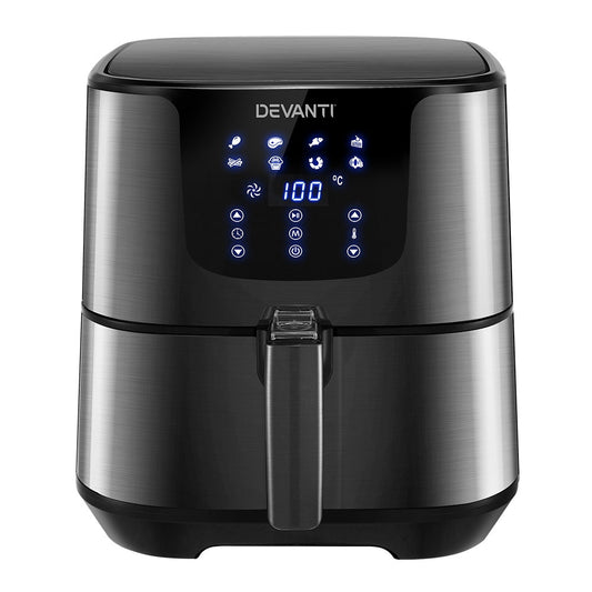 Devanti Air Fryer 7L LCD Fryers Oven Airfryer Kitchen Healthy Cooker Stainless Steel | Auzzi Store