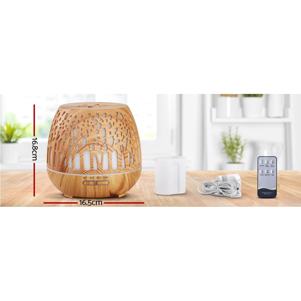 Devanti Aroma Diffuser Aromatherapy Humidifier Essential Oil Ultrasonic Cool Mist Wood Grain Remote Control 400ml | Auzzi Store