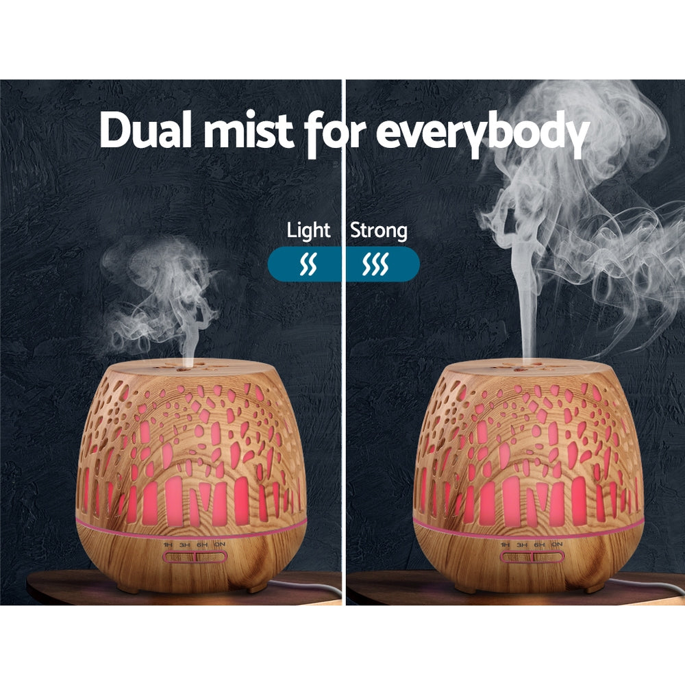 Devanti Aroma Diffuser Aromatherapy Humidifier Essential Oil Ultrasonic Cool Mist Wood Grain Remote Control 400ml | Auzzi Store