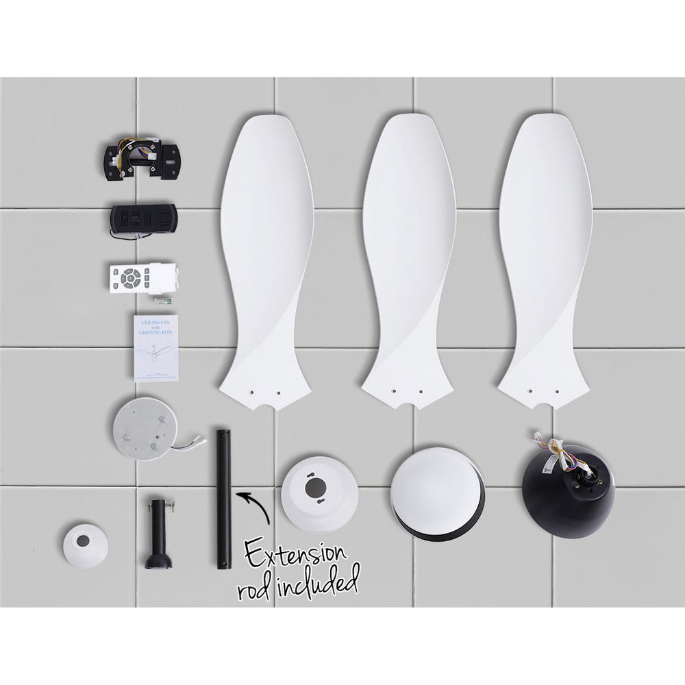 Devanti Ceiling Fan Light Remote Control Ceiling Fans White 48'' 3 Blades | Auzzi Store