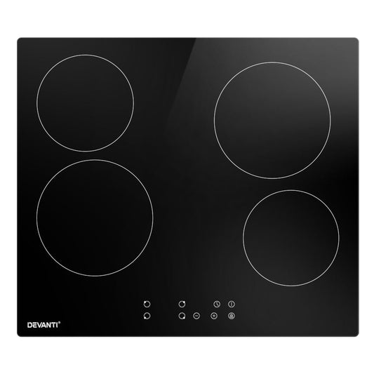 Devanti Ceramic Cooktop 60cm Electric Cooker 4 Burner Stove Hob Touch Control | Auzzi Store