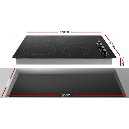 Devanti Ceramic Cooktop 60cm Electric Kitchen Burner Cooker 4 Zone Knobs Control | Auzzi Store