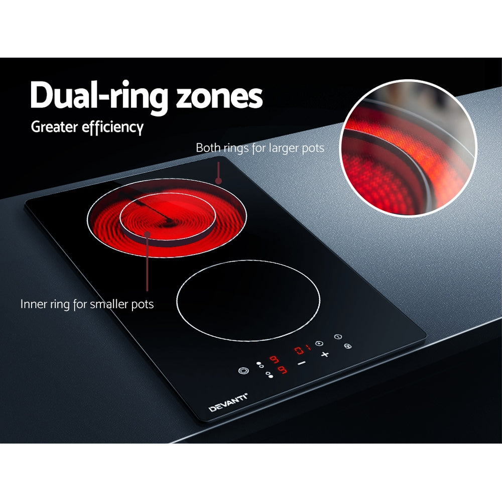 Devanti Electric Ceramic Cooktop 30cm Kitchen Cooker Cook Top Hob Touch Control 3-Zones | Auzzi Store