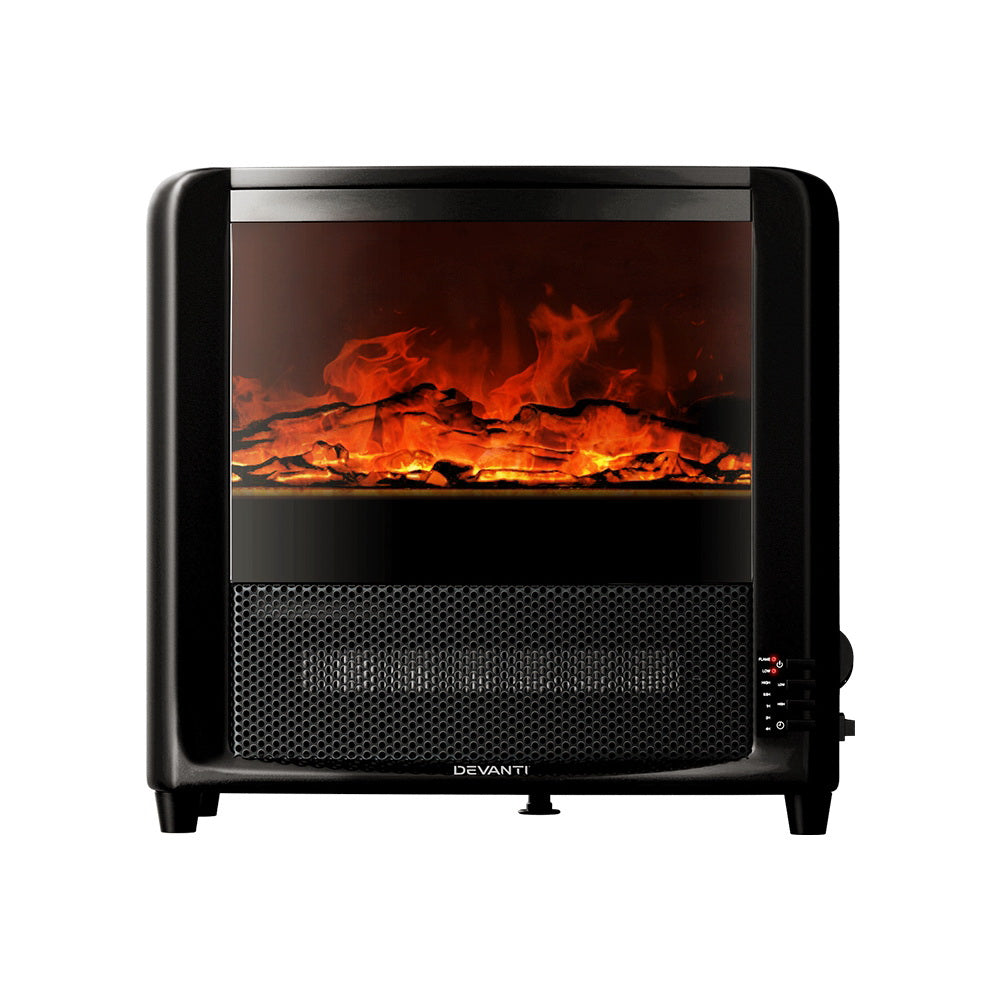 Devanti Electric Fireplace 3D Flame Effect Timer Portable Indoor Heater 2000W | Auzzi Store