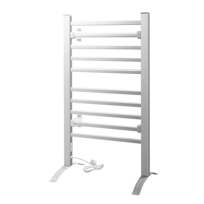 Devanti Electric Heated Towel Rail Rails Warmer Rack Aluminium 10 Bars | Auzzi Store