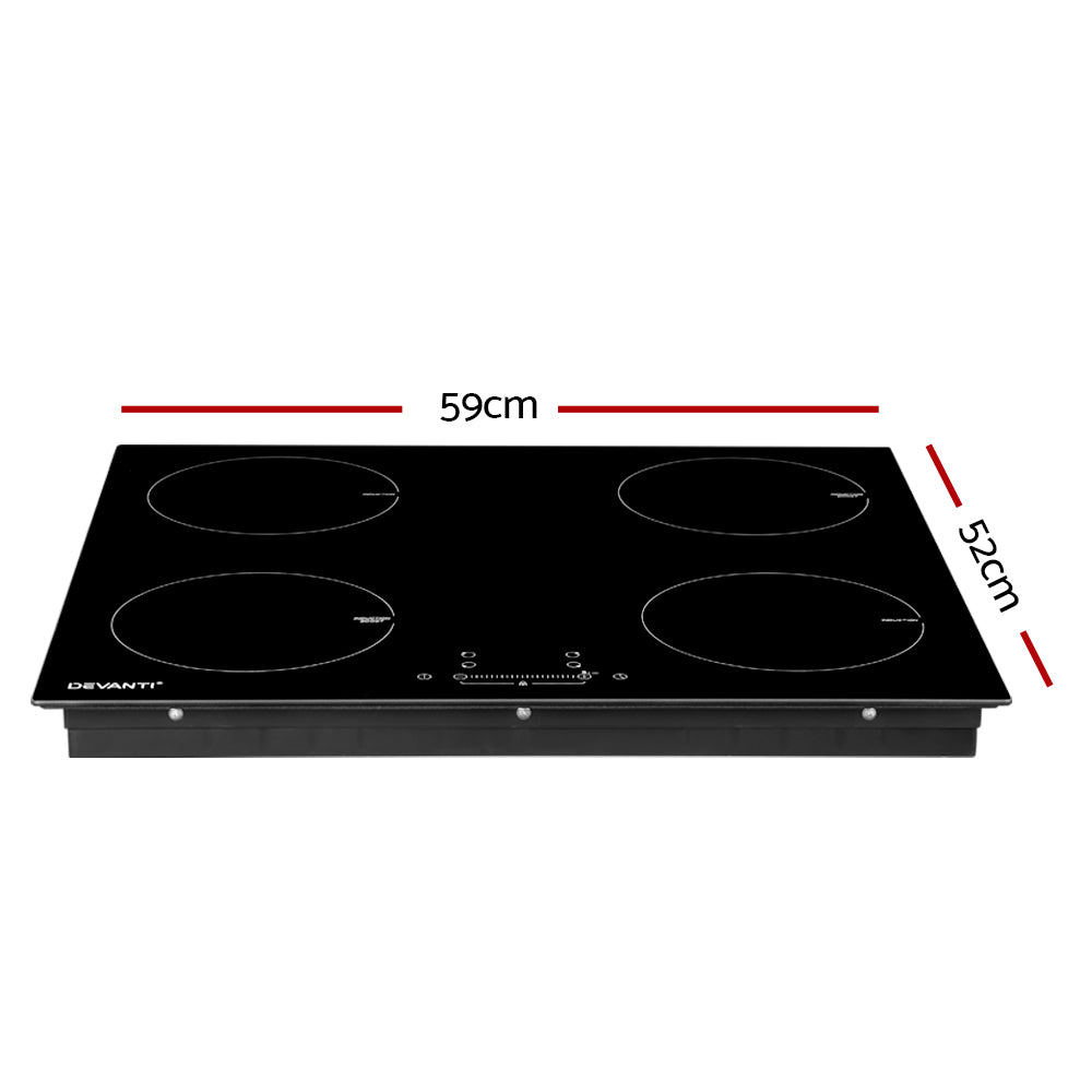 Devanti Electric Induction Cooktop 60cm Ceramic 4 Zones Stove Cook Top Hot Plate | Auzzi Store