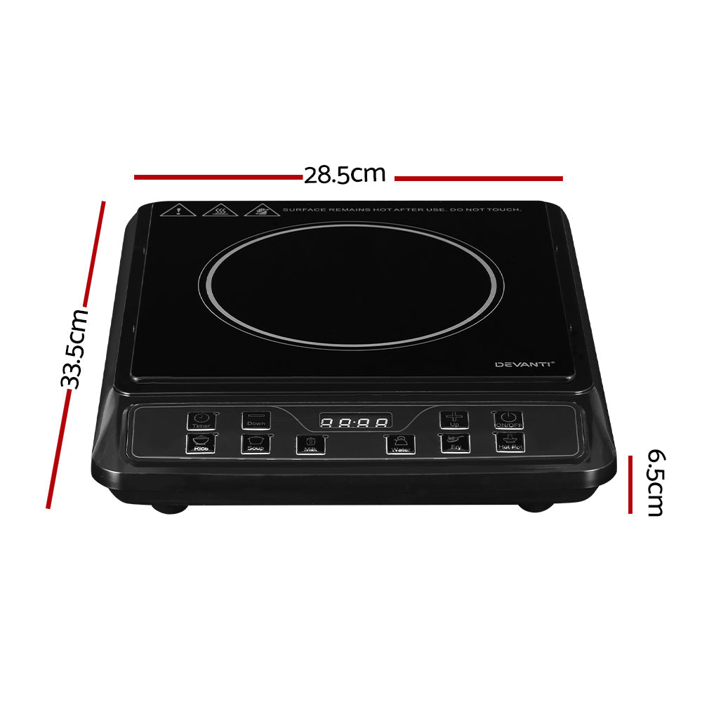 Devanti Electric Induction Cooktop Portable Cook Top Ceramic Kitchen Hot Plate | Auzzi Store