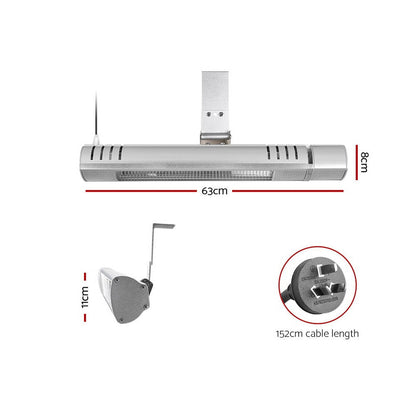 Devanti Electric Infrared Strip Heater Radiant Heaters Reamote control 2000W | Auzzi Store