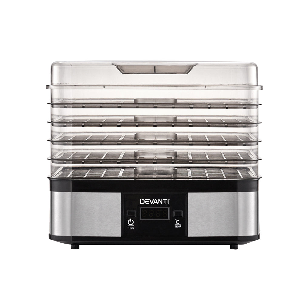 Devanti Food Dehydrator with 5 Trays - Silver | Auzzi Store