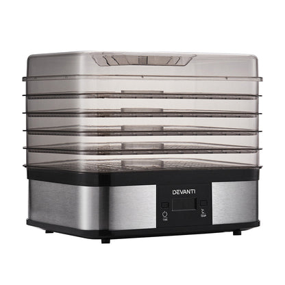 Devanti Food Dehydrator with 5 Trays - Silver | Auzzi Store