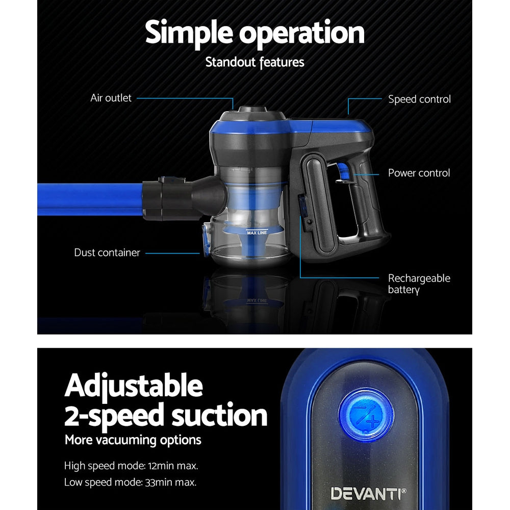 Devanti Handheld Vacuum Cleaner Cordless Handstick Stick 250W Brushless Motor | Auzzi Store
