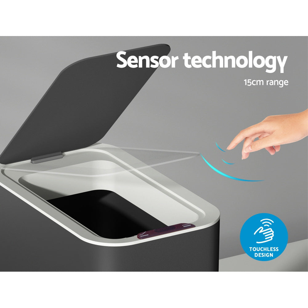 Devanti Motion Sensor Bin Automatic Rubbish Bins Waste Trash Can Ash Black 9L | Auzzi Store