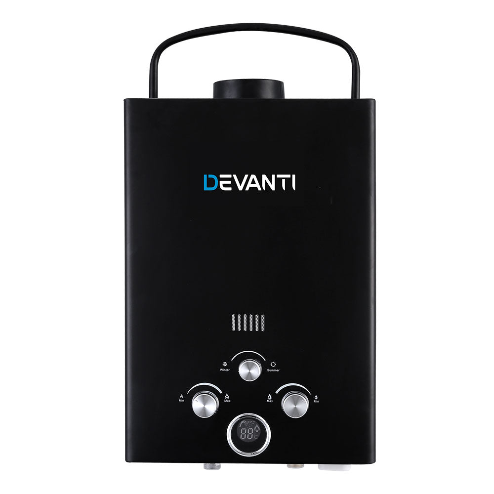 Devanti Outdoor Gas Hot Water Heater Portable Camping Shower 12V Pump Black | Auzzi Store