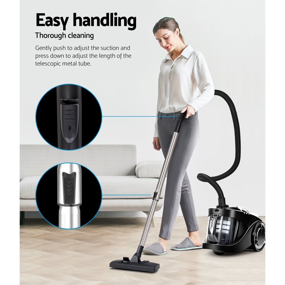 Devanti Vacuum Cleaner Bagless Cyclone Cyclonic Vac Home Office Car 2200W Black | Auzzi Store