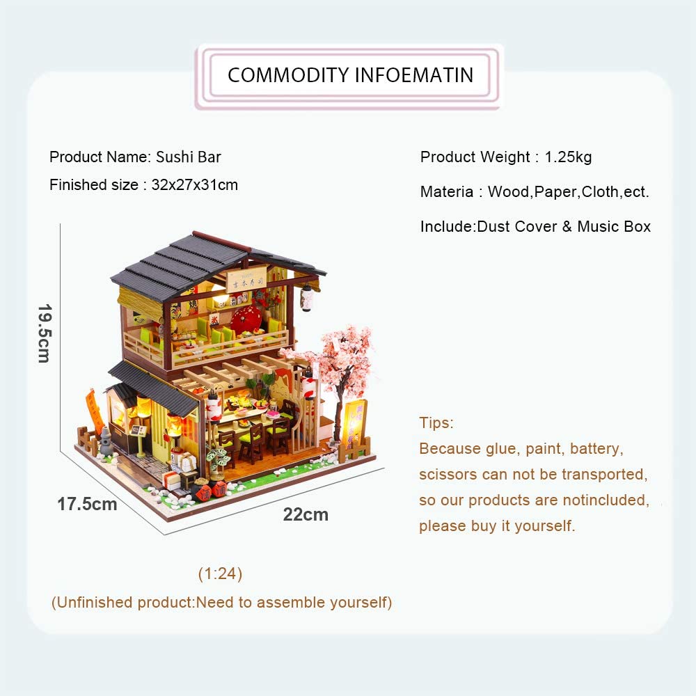 Dollhouse Miniature with Furniture Kit Plus Dust Proof and Music Movement - Asia (1:24 Scale Creative Room Idea) | Auzzi Store