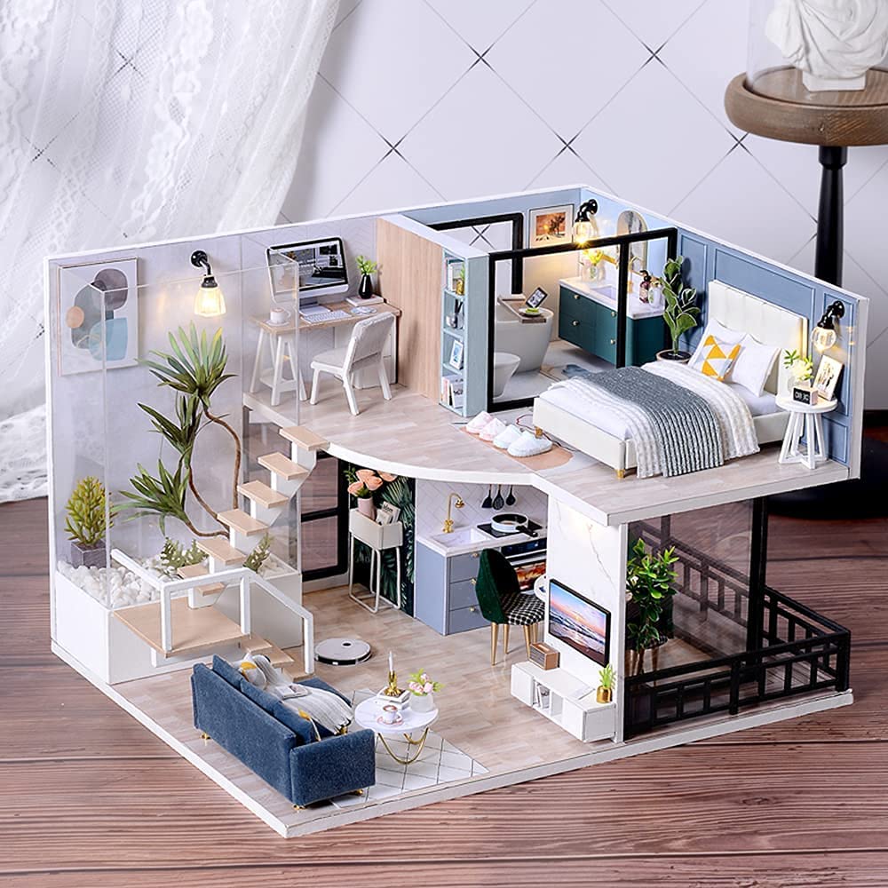 Dollhouse Miniature with Furniture Kit Plus Dust Proof and Music Movement - Cozy time | Auzzi Store