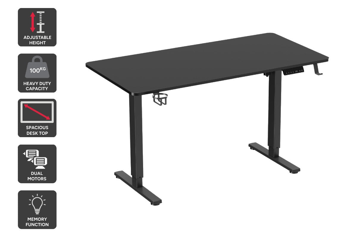 Ergolux Electric Dual Motor Standing Desk 140 x 70cm (Black) - Auzzistore