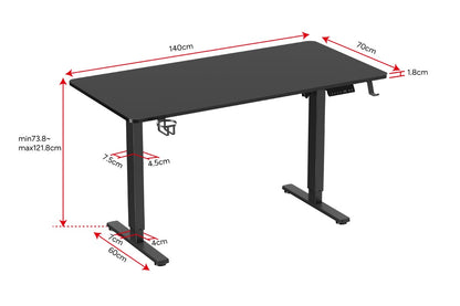 Ergolux Electric Dual Motor Standing Desk 140 x 70cm (Black)