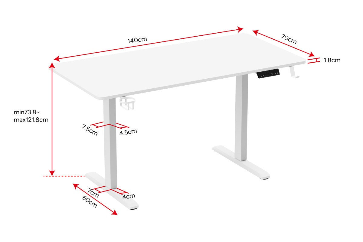 Ergolux Electric Dual Motor Standing Desk 140 x 70cm (White)
