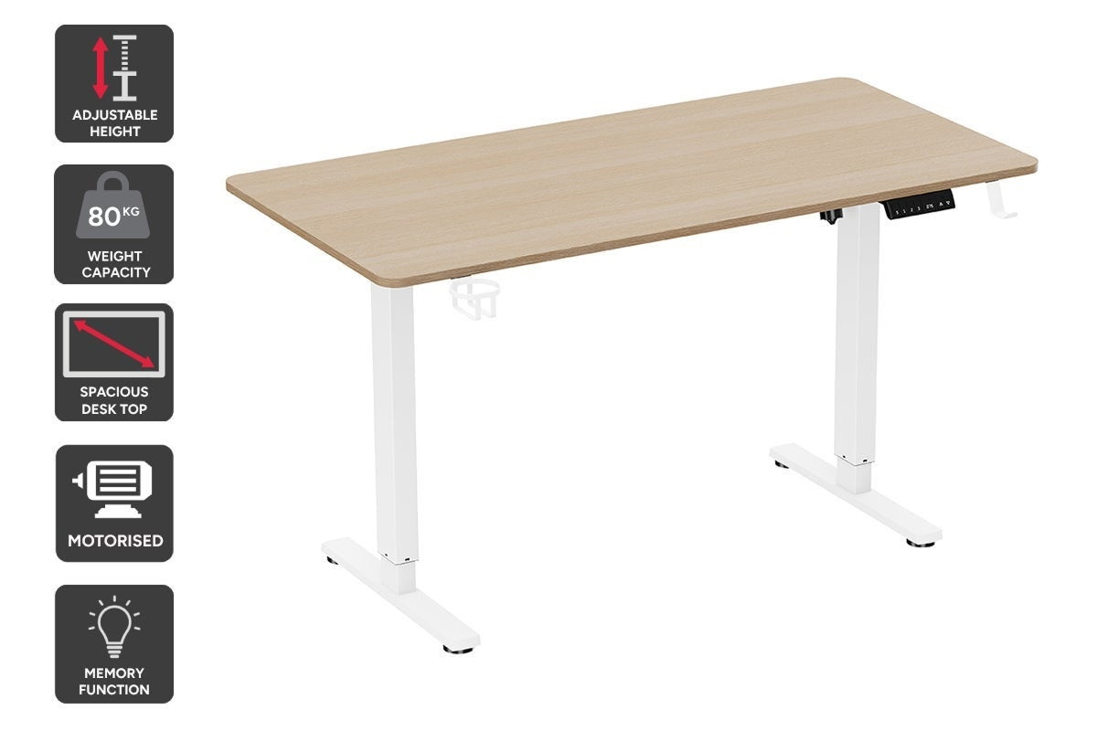 Ergolux Electric Standing Desk 140 x 70cm (Oak/White)