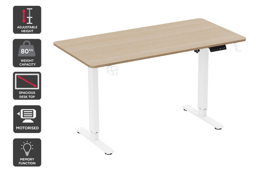 Ergolux Electric Standing Desk 140 x 70cm (Oak/White)