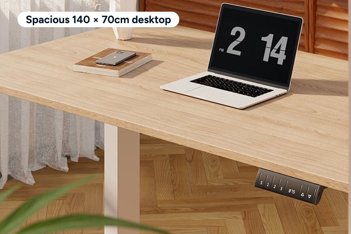 Ergolux Electric Standing Desk 140 x 70cm (Oak/White)