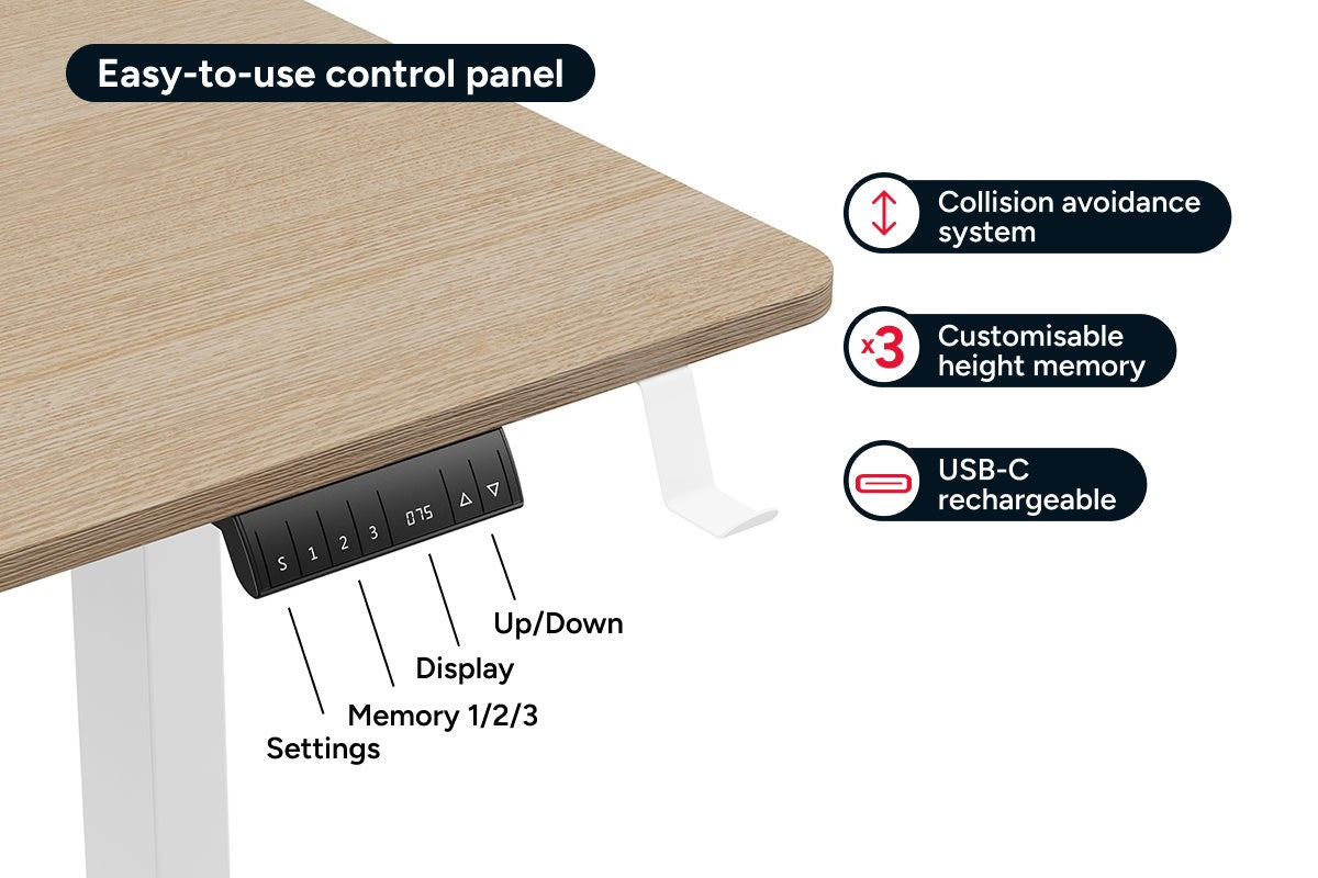 Ergolux Electric Standing Desk 140 x 70cm (Oak/White)