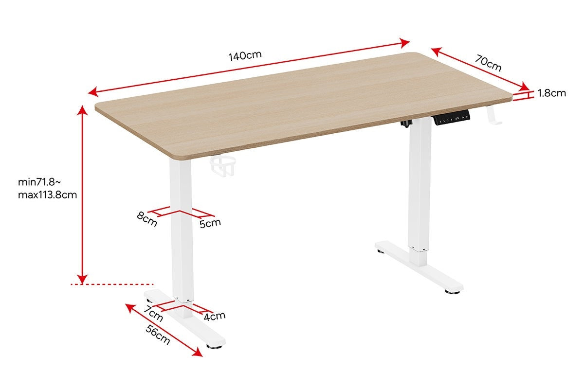 Ergolux Electric Standing Desk 140 x 70cm (Oak/White)