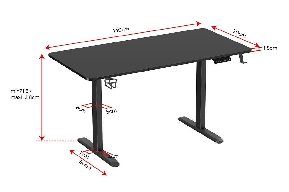 Ergolux Electric Standing Desk 140 x 70cm (Black/Black)