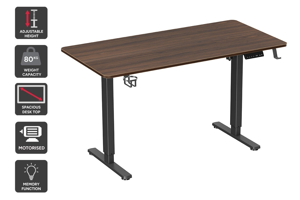 Ergolux Electric Standing Desk 140 x 70cm (Walnut/Black)