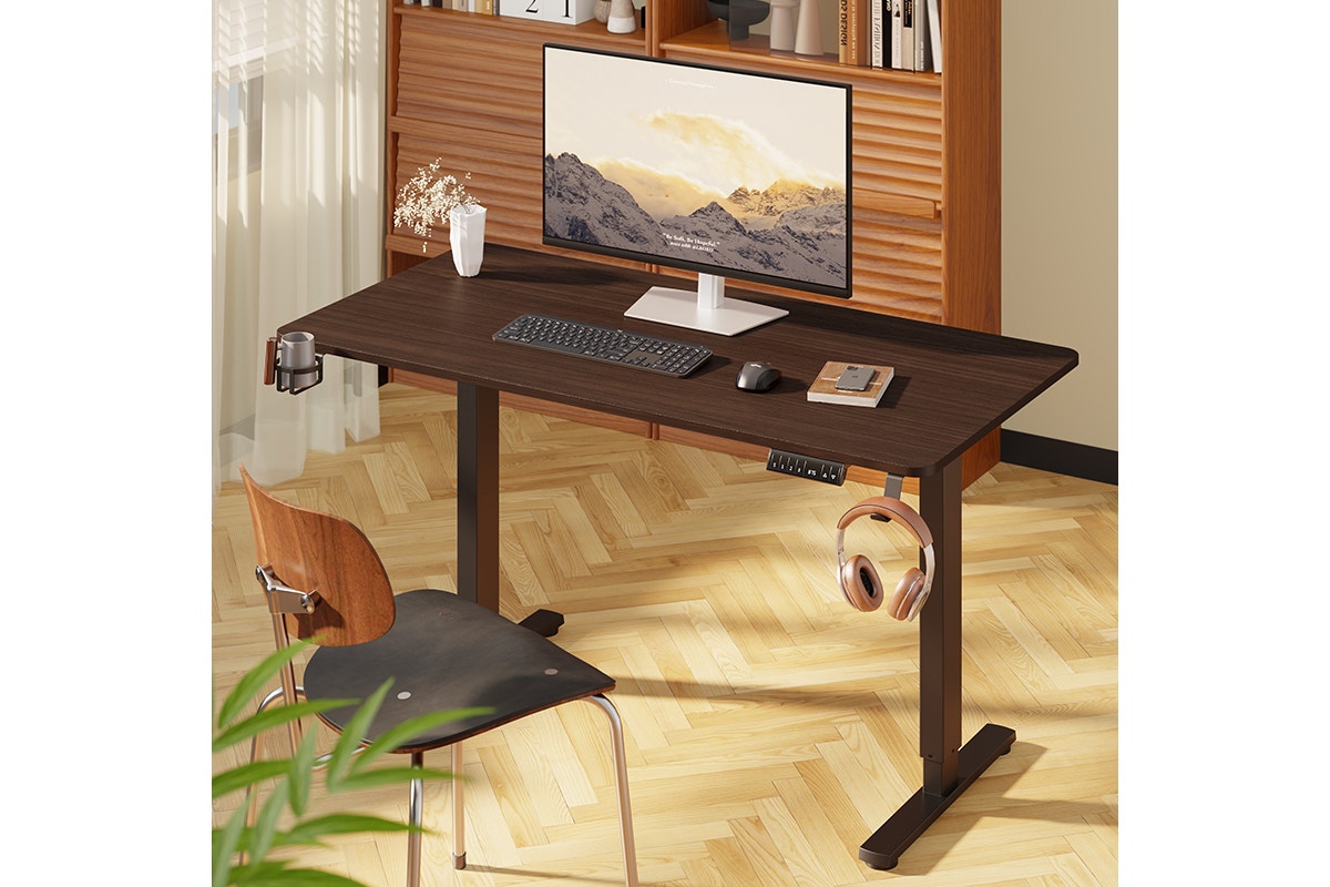 Ergolux Electric Standing Desk 140 x 70cm (Walnut/Black)