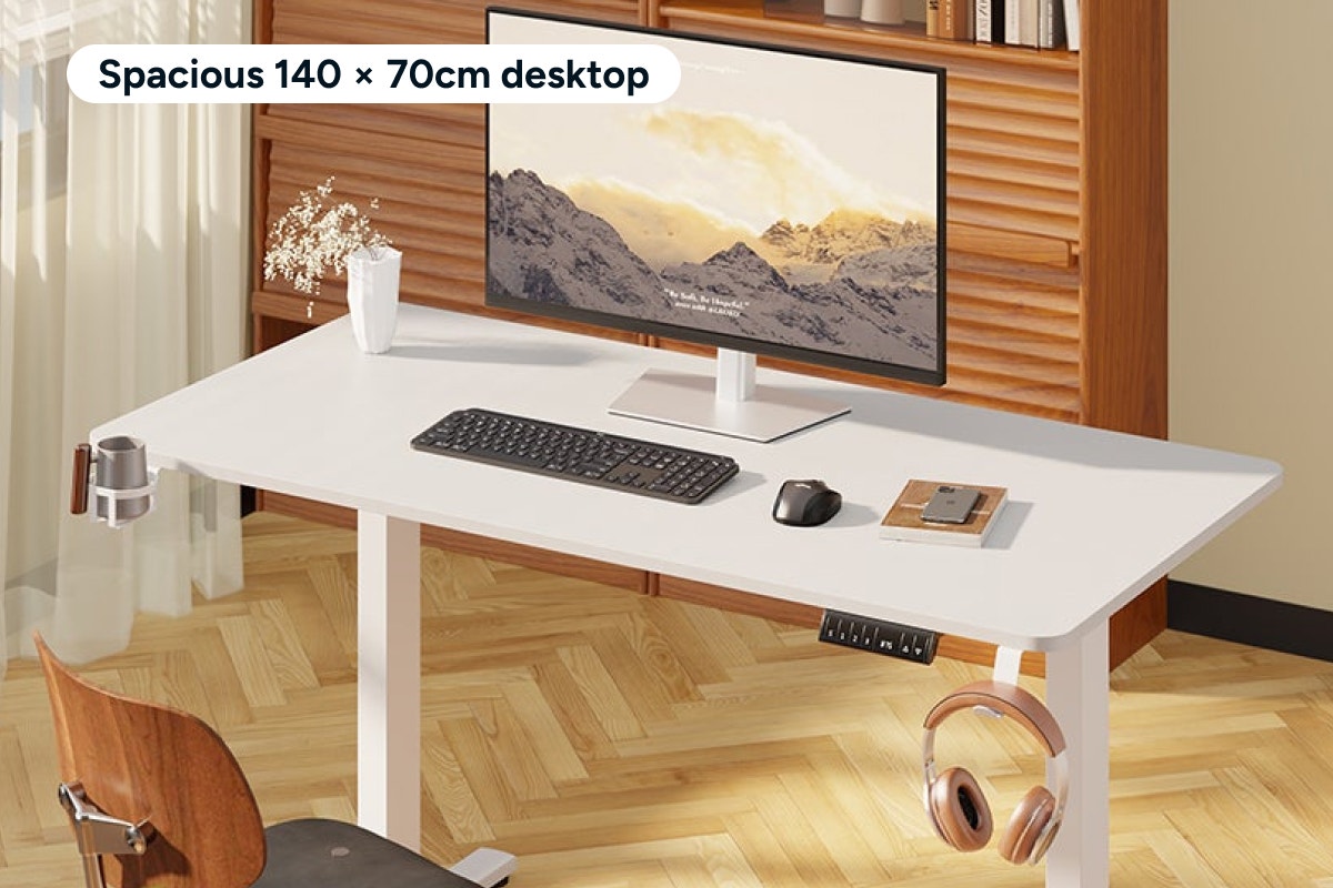 Ergolux Electric Standing Desk 140 x 70cm (White/White)