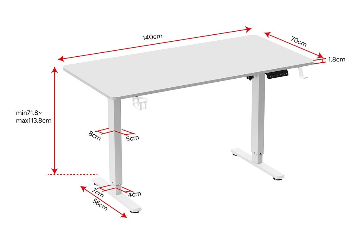 Ergolux Electric Standing Desk 140 x 70cm (White/White)