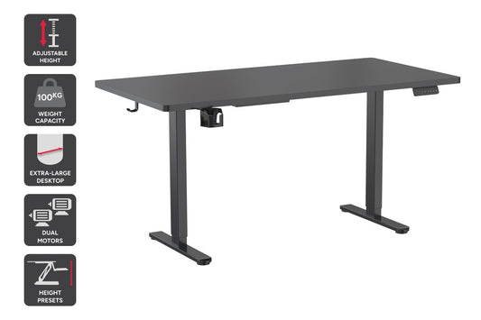 Ergolux Electric Dual Motor Standing Desk 180 x 80cm (Black/Black)