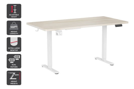 Ergolux Electric Dual Motor Standing Desk 180 x 80cm (Oak/White)
