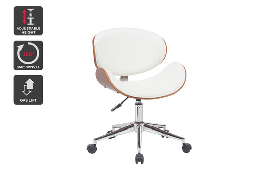 Ovela Bentwood Office Chair (White/Walnut) - Auzzistore