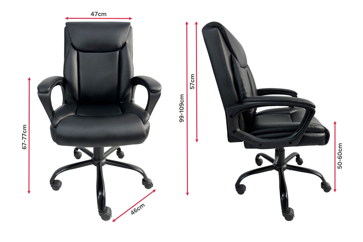 Ergolux Boston Padded Mid Back Office Chair (Black)