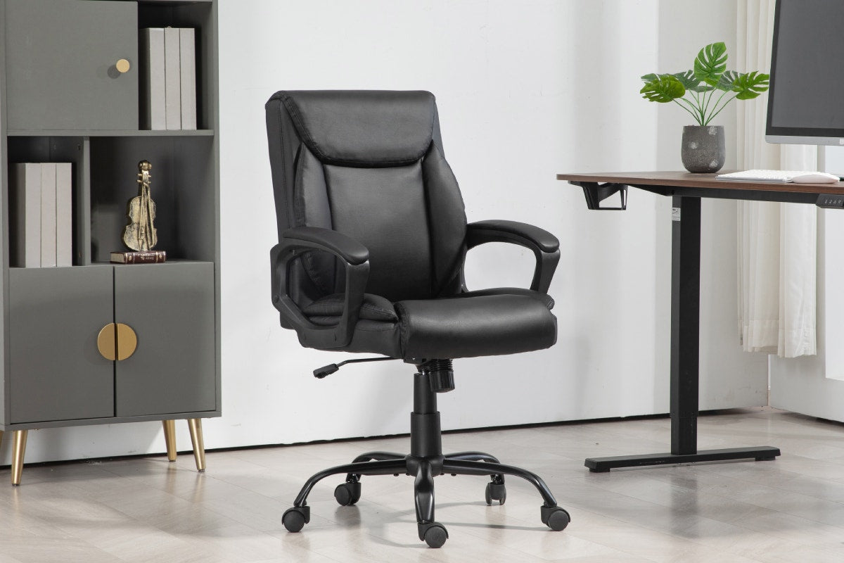 Ergolux Boston Padded Mid Back Office Chair (Black)