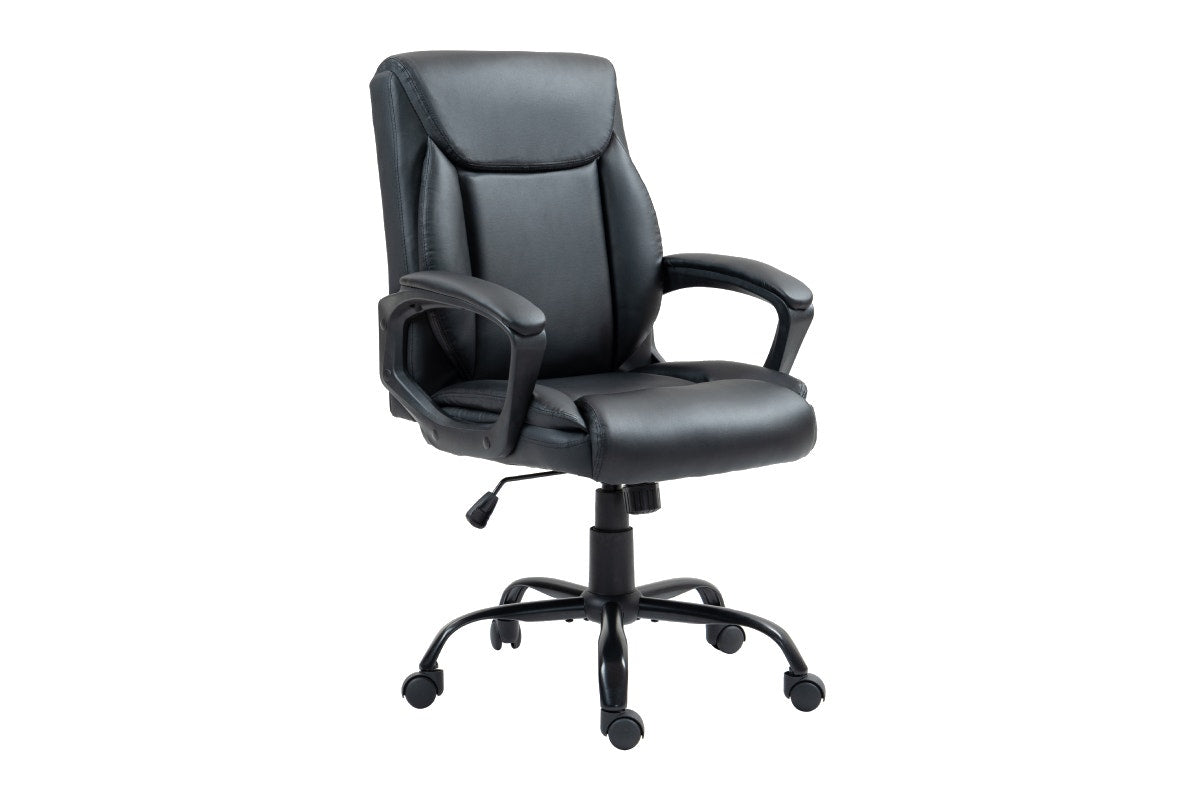 Ergolux Boston Padded Mid Back Office Chair (Black)